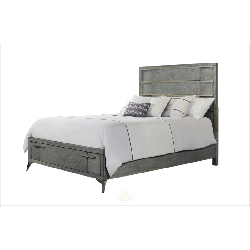 Grand lit de rangement gris avec placage assorti