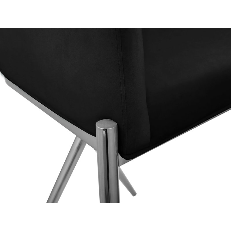 Tabouret de comptoir 26,5 po Xavier, Velours noir, Chrome chrome