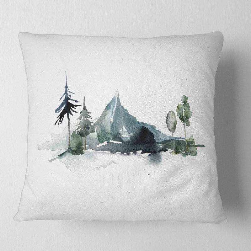 Housse et insert de coussin Minimalistic Mountains and Fir Forest II, 16" x 16"