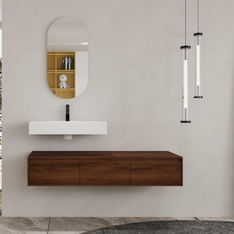 Base de meuble-lavabo mural flottant 60 po 60 po - Dessus et lavabos non inclus