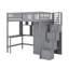Lit mezzanine simple avec bibliothèque, bureau, tiroirs et garde-robe