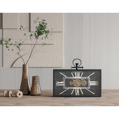 Decorative Black And Gold Gear Table Clock
