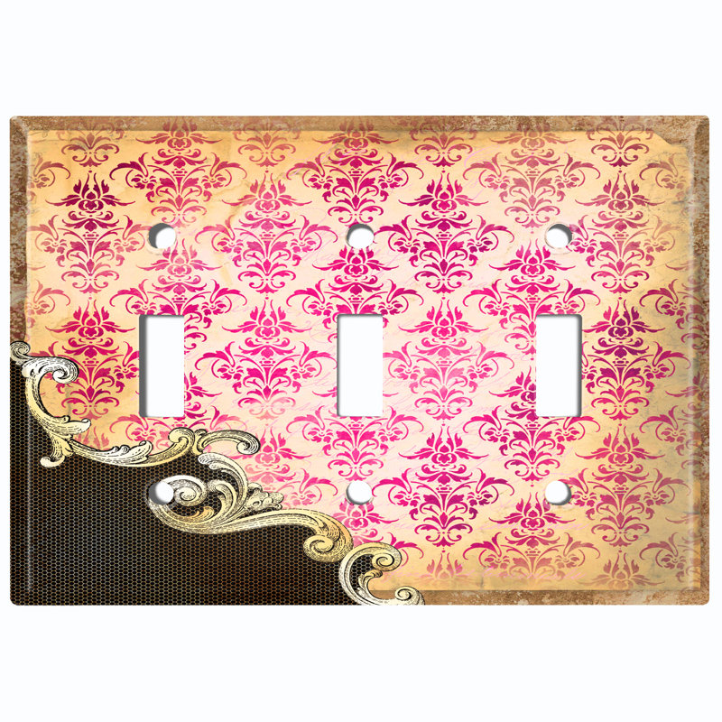 Plaque murale à 3 interrupteurs à bascule Damask Frame
