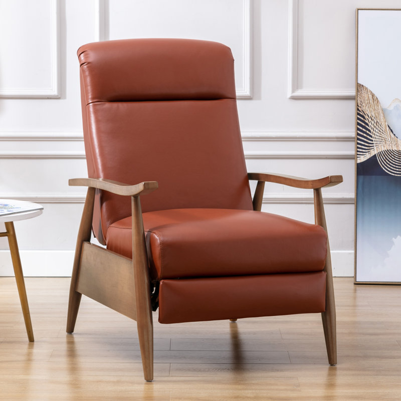 Fauteuil inclinable en cuir Imona, Cuir véritable galet caramel