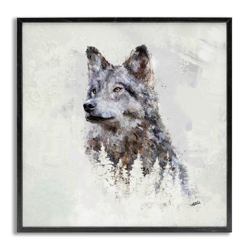 Art rustique loup et arbres par Sally Kaye Barlow / Makaio Design, Estampe numérique Farmhouse, H 17 po x l 17 po