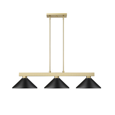 Lustre linéaire en acier à intensité variable à 3 lumières Caine