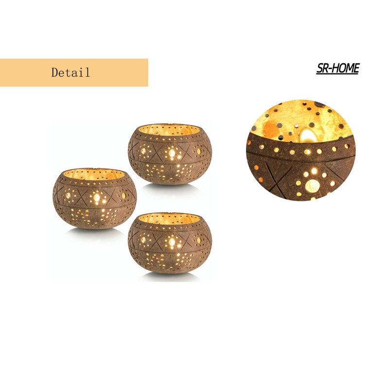 Xinwanna Handmade Storage Bowl Burr Free Multi-Purpose Natural Coconut Shell Candle Holder Bowl Home Decor , Size: Small