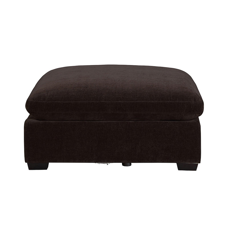Rectangular Fabric Upholstered Ottoman, Dark Chocolate