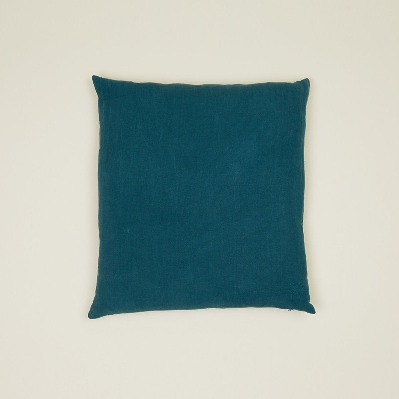 Peacock Blue Linen Square Throw Pillow 18x18