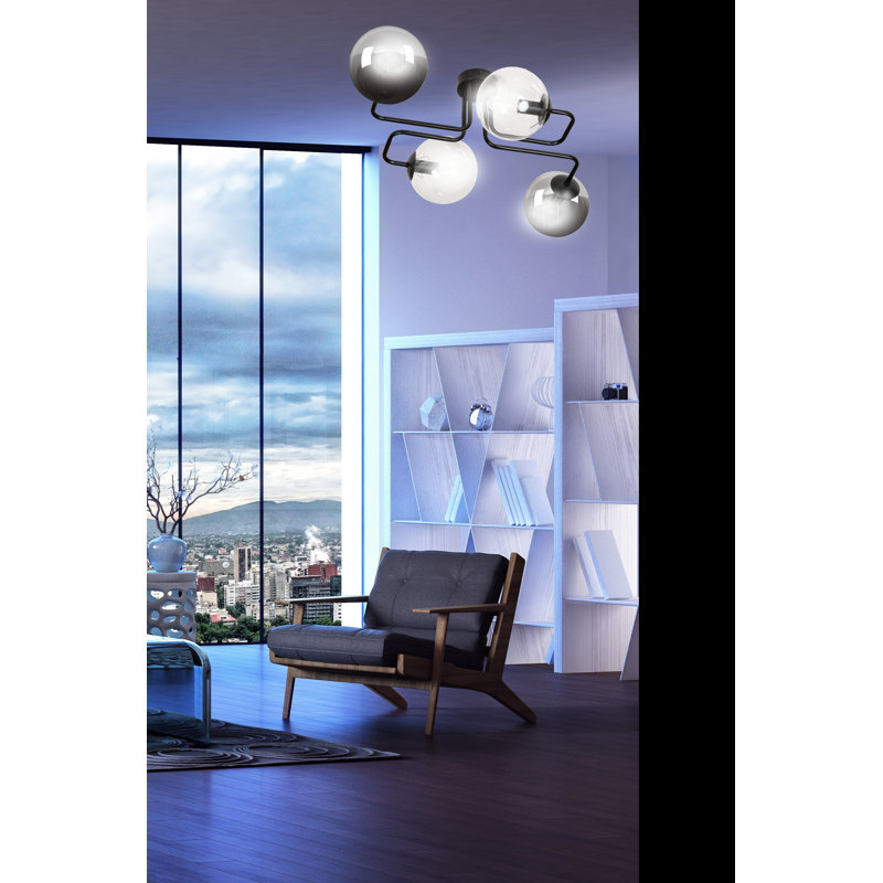 Cadesia Glass Semi Flush Mount, Graphite/Transparent