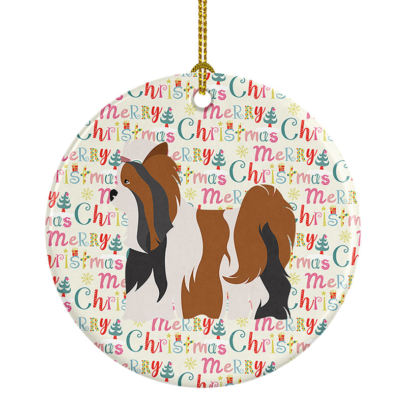 Ornement suspendu Biewer Terrier Merry Christmas