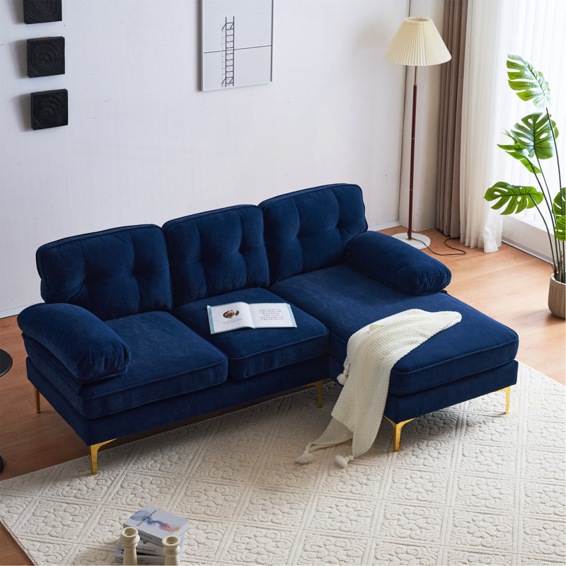 Reubyn 2 - Piece Velvet Sectional 82.6" Modern Sectional Sofas Couches Velvet L Shaped Couches for Living Room, Bedroom