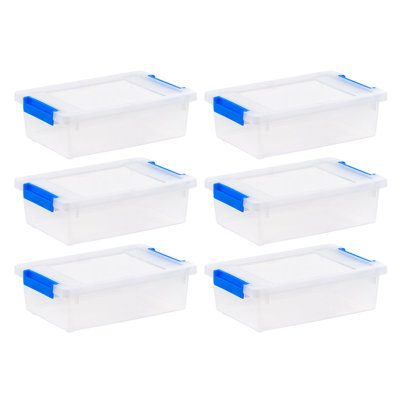 IRIS 2,4 pte Bacs de rangement en plastique avec couvercles, contenants transparents, bacs verrouillables, paquet de 6