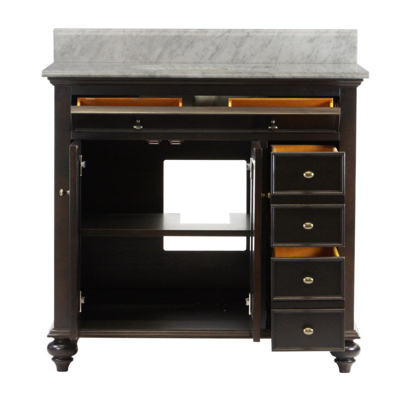 Chauvigny 36'' Single Bathroom Vanity with Marble Top, Espresso