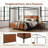 King Size Canopy Bed Frame With PU Upholstered Headboard And Iron Support Structure
