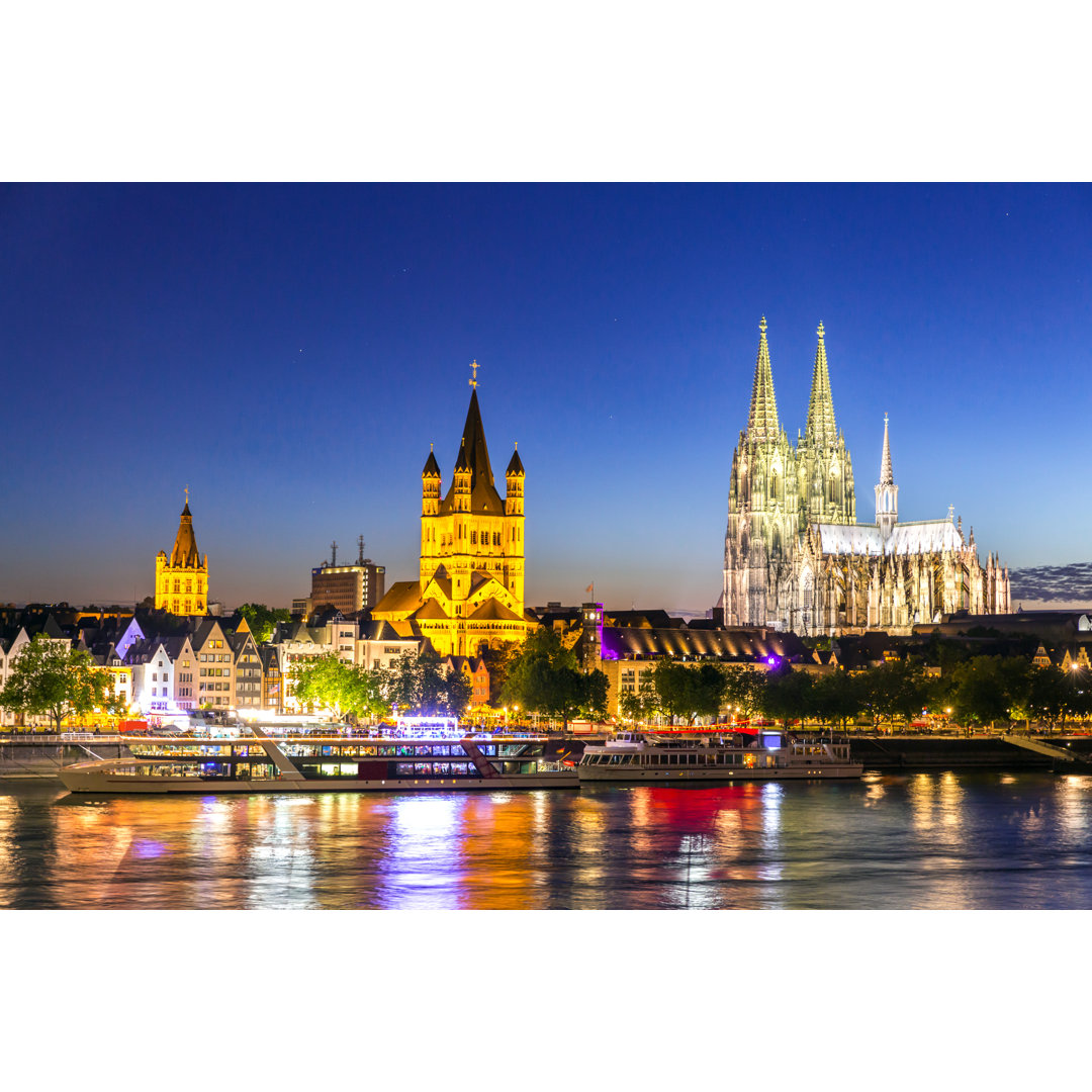 Cologne Cathedral River Rhine by Vichie81 - Wrapped Canvas Print
