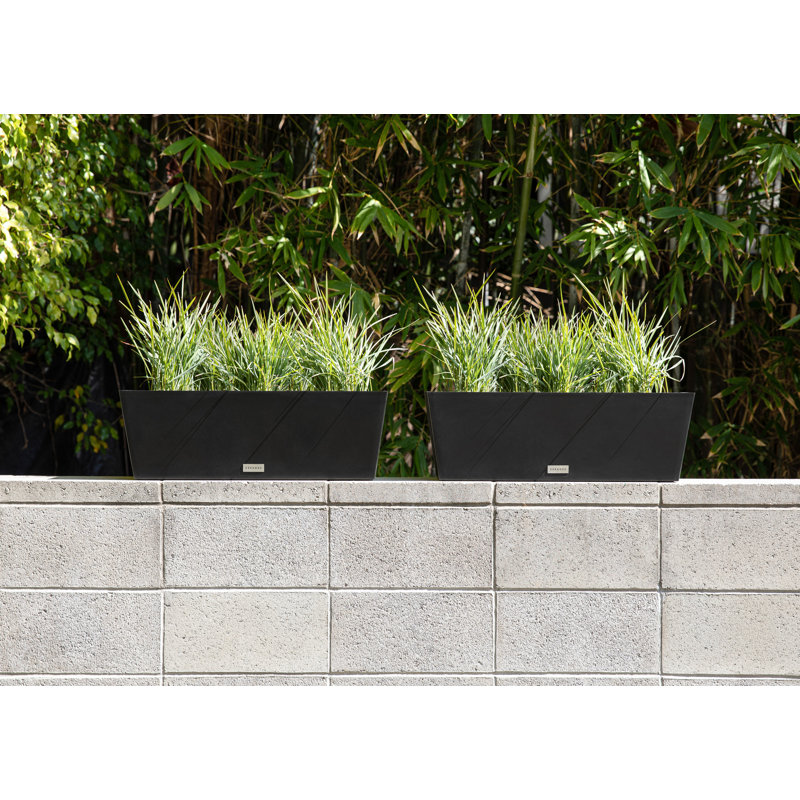 Boîte à fleurs Pure Series, Noir, noir, noir, noir, H 9 po x l 25,5 po x P 9 po, Ensemble de 2