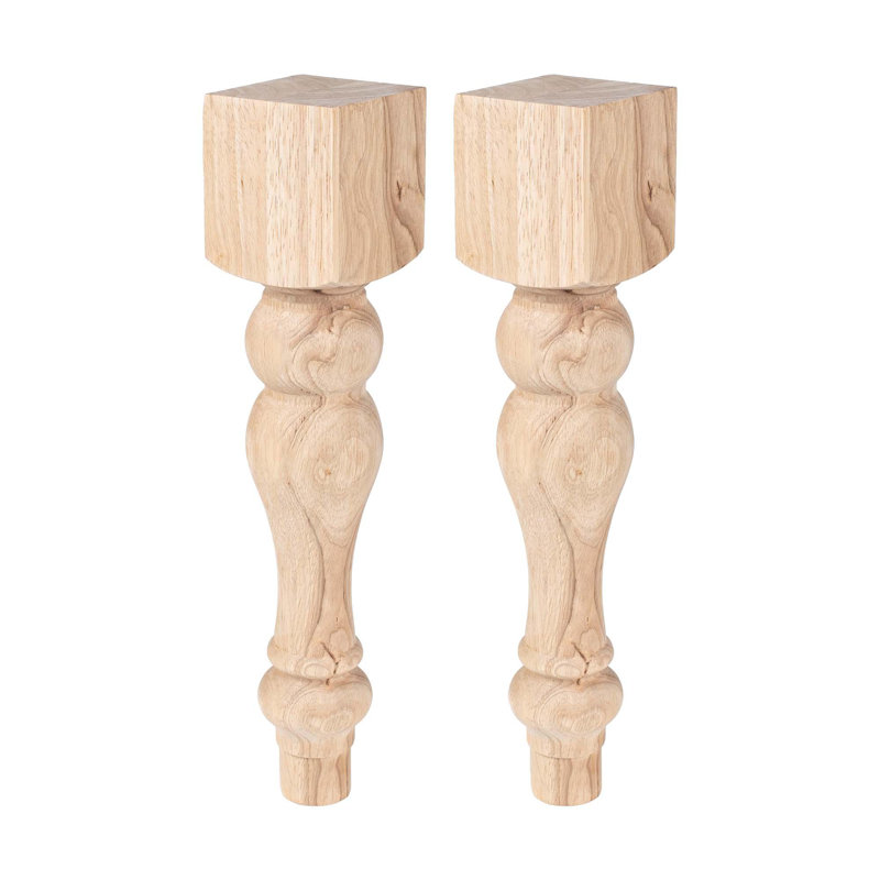 16" Unfinished Hardwood Traditional Table Legs, Set of 2