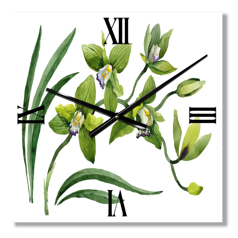 Orchidée verte - Horloge murale traditionnelle, Petit