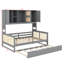 Lit de jour en bois peu encombrant, avec lit gigogne escamotable et compartiments de rangement modulaires-575919653