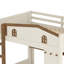 Lit superposé double au-dessus de double avec lit gigogne et tablettes de rangement, lits superposés en bois massif avec crochets, aucun sommier nécessaire et naturel