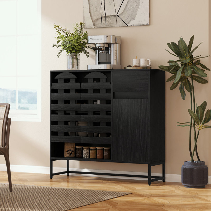 Armoire décorative avec trois portes et un tiroir, Noir