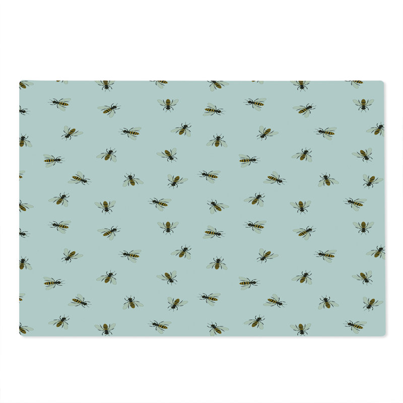 Ambesonne Queen Bee Cutting Board Large Size Flying Insects Pattern Earth Yellow Grey