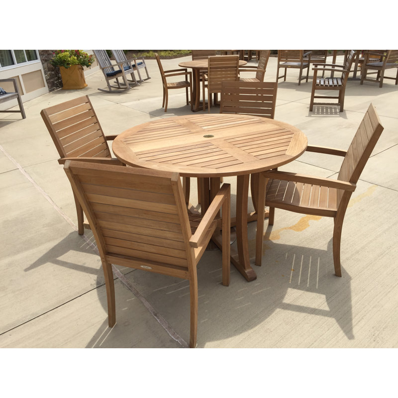 Jaydalynn Round Teak Outdoor Folding Dining Table