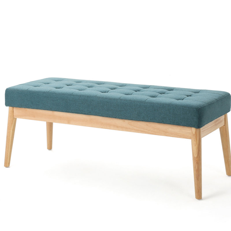 Teal Upholstered With Mid-Century Design And Blend Contemporary Style Fabric Upholstery Birch Wood Base