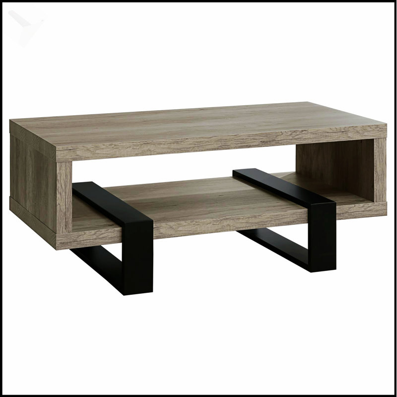 Grey Driftwood 1-Shelf Coffee Table With Modern Elegance And Rustic Charm, Perfect For Contemporary Living Spaces.
