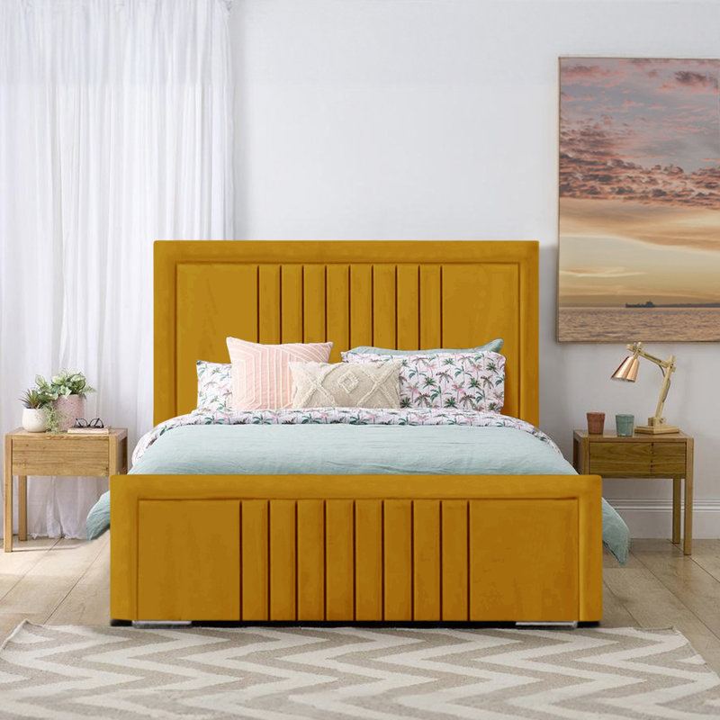 Amandaleigh Upholstered Bed, Double (4'6), Turmeric