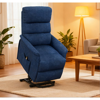 Fauteuil inclinable en chenille gris clair avec lève-personne électrique, massage et sièges à ressorts ensachés confortables pour une détente ultime