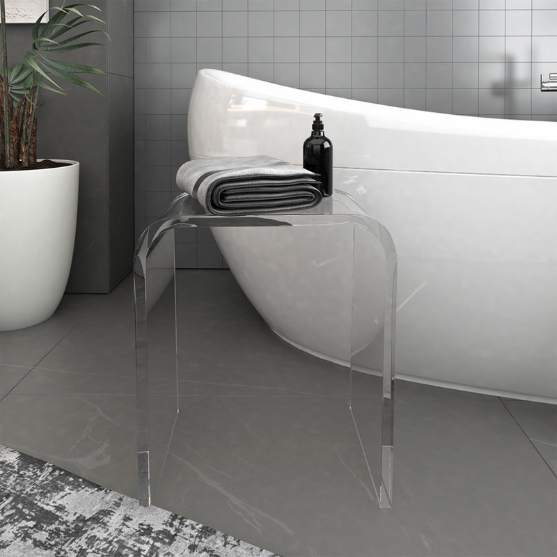 Table de bout en acrylique, table de chevet carrée contemporaine et table d'appoint, table basse en lucite transparent avec bords en cascade pour petit salon, salle de bain, chambre à coucher et bureau