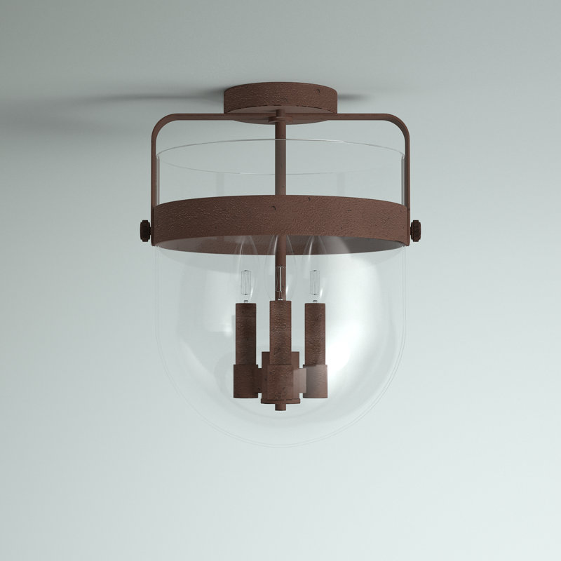  Glass Semi Flush Mount, Textured Rust