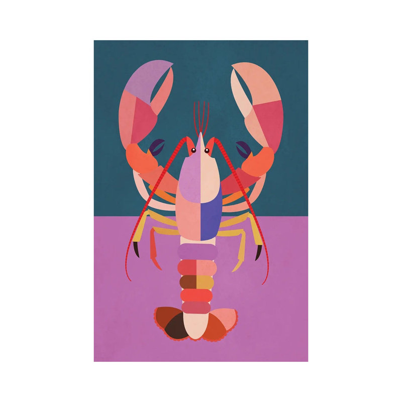Abstract Lobster 1 Piece Wall Art on Canvas, 30.48 cm H x 20.32 cm W  x  1.905 cm D, Does Not Apply