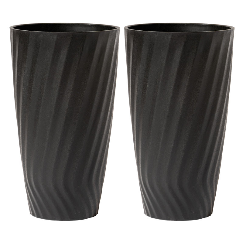 Boynton 24 Inch Tall Planters, Tree Planters with Shelf Insert, Morden Large Round Plant Pots Containers for Indoor/Outdoor Use