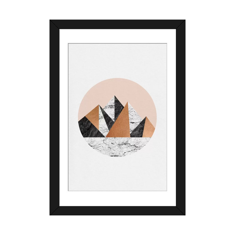 «Geo Landscape Circle», impression sur toile, H 32 po x l 24 po x P 1 po, Papier d'art encadré noir, Blanc