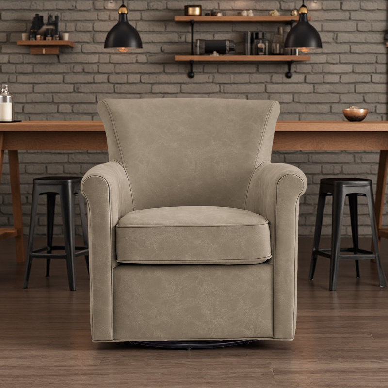 Fauteuil d'appoint pivotant en similicuir, Taupe