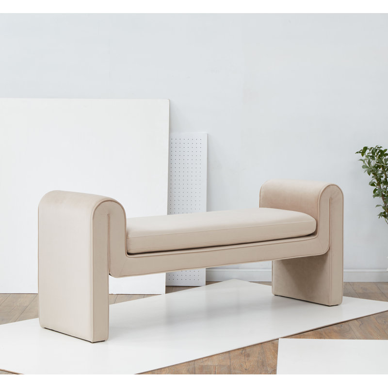 Garth Velvet Bench, Light Brown