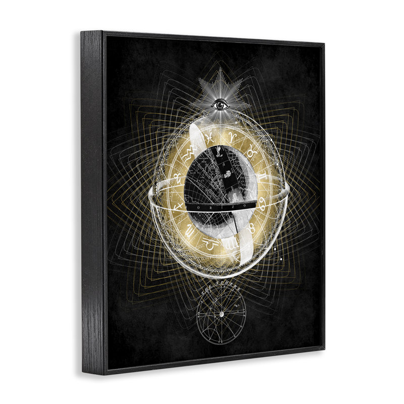  «Zodiac Symbols on Fractal», estampe numérique encadrée par Oliver Jeffries, H 20 po x l 16 po, Giclée encadrée noir minuit