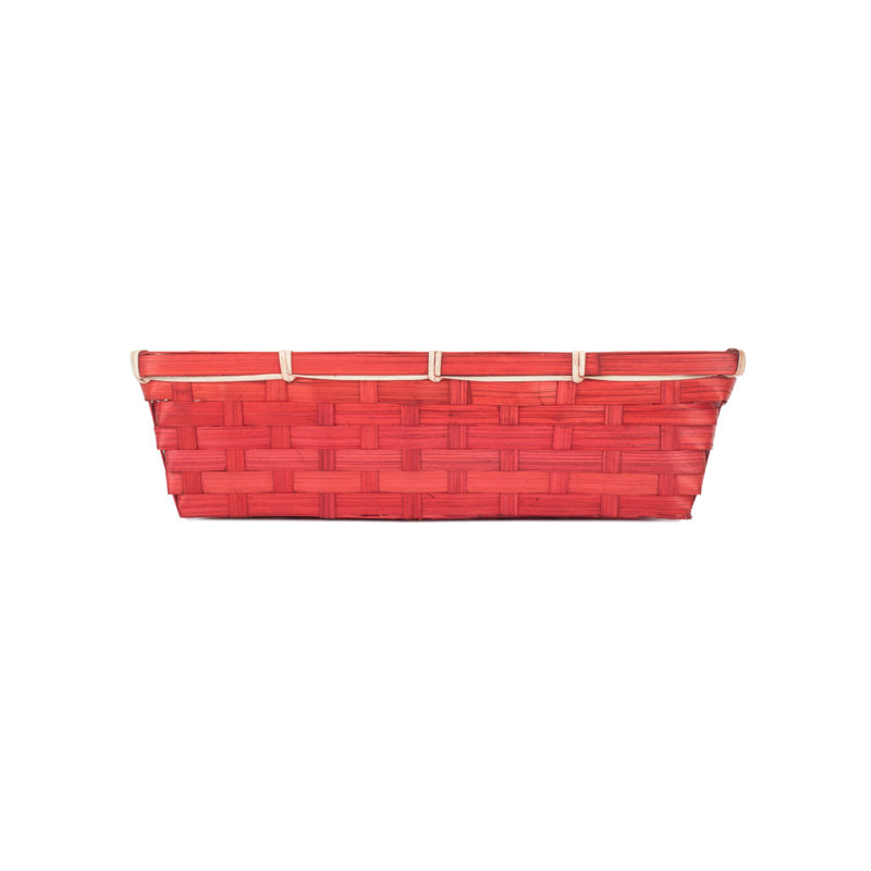 Lily Manor Wicker Bamboo Packing Tray Basket, 9cm H x 31cm W x 19cm D, Red