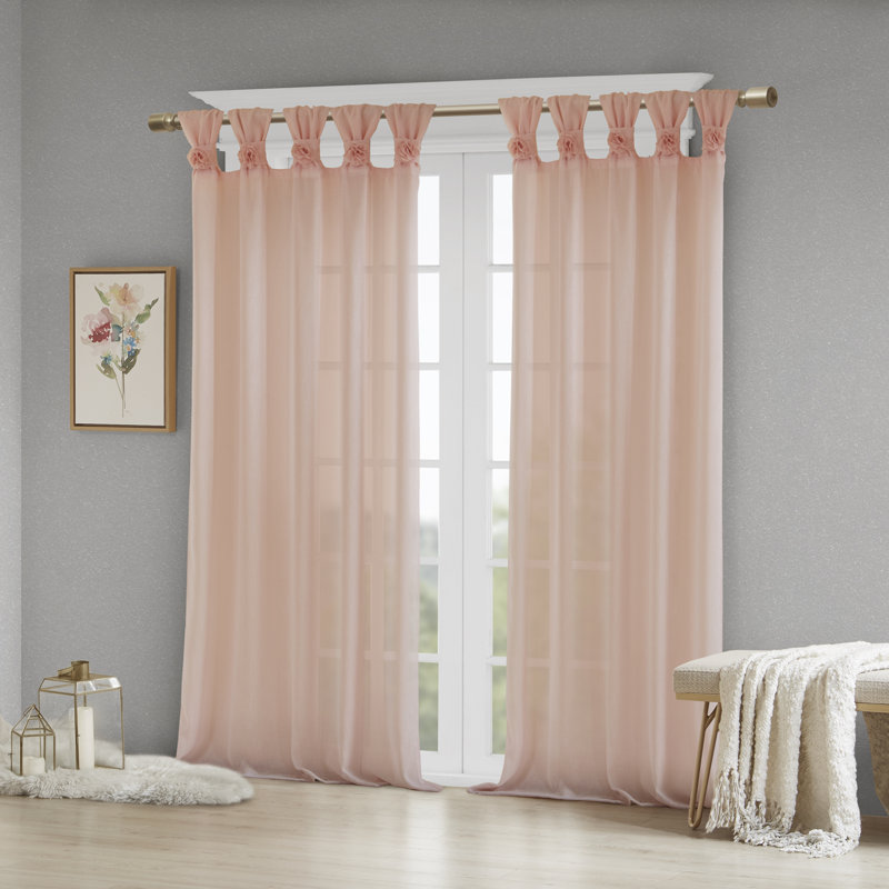 Blush Tab Top Sheer Polyester Linen Window Panel