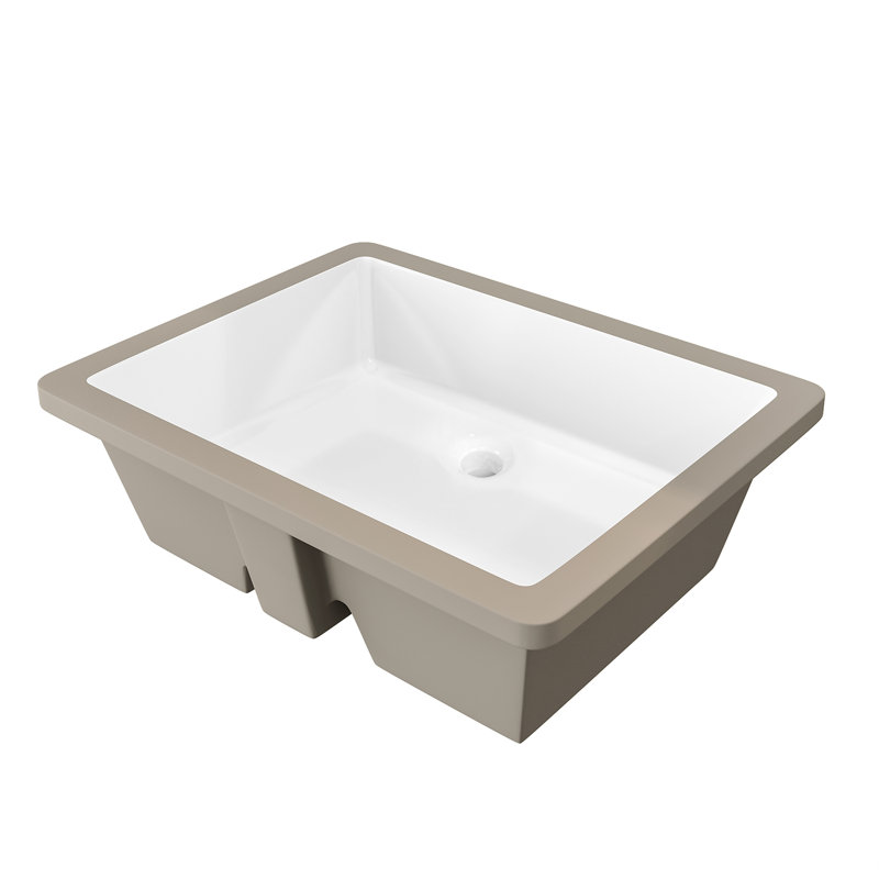 20'' White Ceramic Rectangular Undermount Bathroom Sink