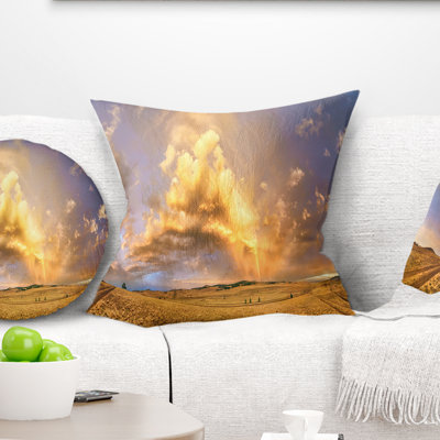 Rainbow at Sunset After Storm - Landscape Printed Pillow
