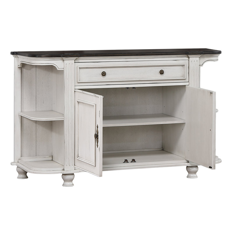 One Allium Way® Aggappora Sideboard With Storage Cabinet And Drawer | Two-Tone Antique White & Walnut Brown Wood | Dining Room, Kitchen Buffet Server