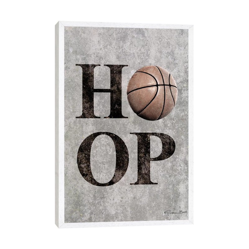 Basketball HOOP - Print on Canvas, White Floater Framed, 66.04cm H x 45.72cm W x 3.81cm D
