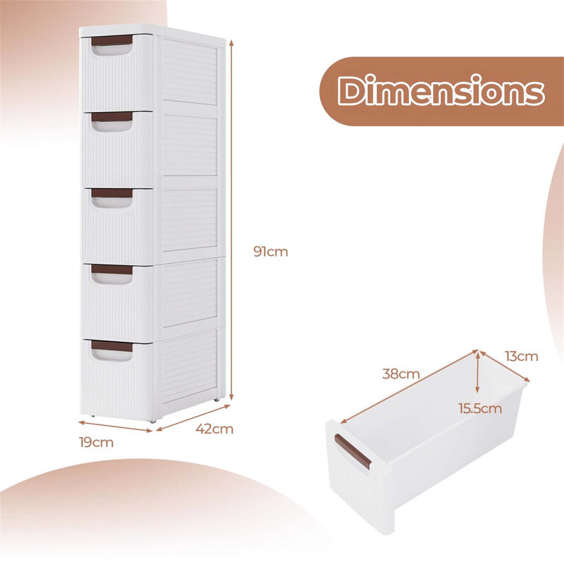 Suela Plastic / Acrylic Bathroom Cabinet, 91cm H x 19cm W x 42cm D