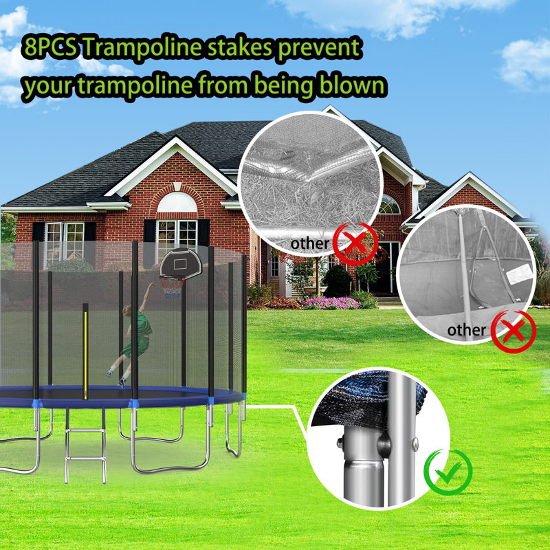 SENCHO GINSYTALIOR Round Backyard Trampoline with Safety Enclosure