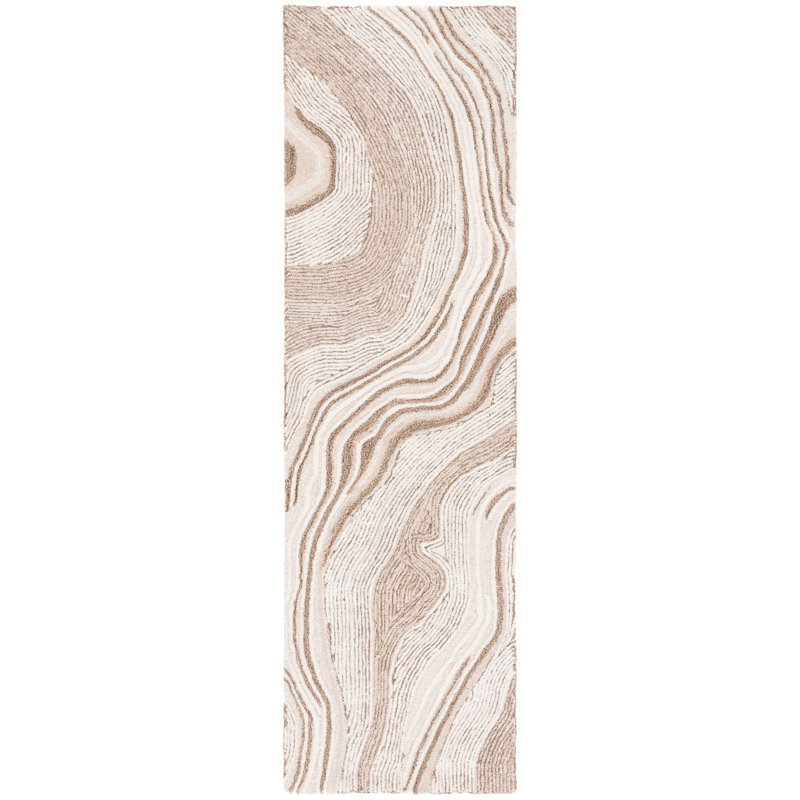 Tapis en laine touffeté à la main Kriner, Tapis de couloir 2 pi 3 po x 8 pi