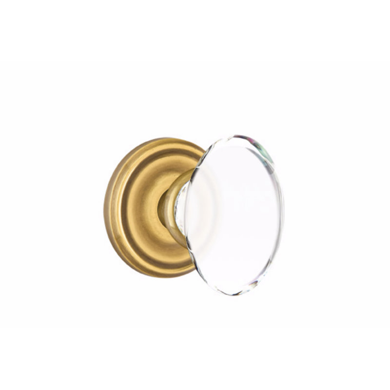 Ensemble de boutons d'intimité Emtek avec rosette rectangulaire et bouton en verre Hampton (CF)